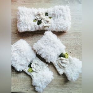 gloves and hand-woven headband, 100% cotton unique in its color and design